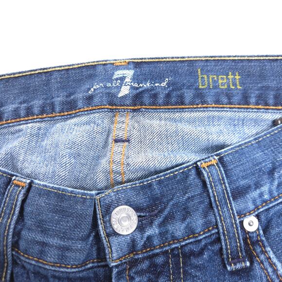 7 For All Mankind Brett Button Zip Medium Wash Denim Jeans Womens Size 32 Blue - Picture 6 of 8